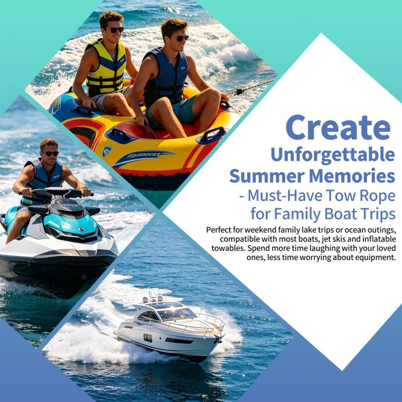 Red 24FT Boat Tow Harness With D Rings And Float Ball For Water Skiing Wakeboarding And Tubing - Image 4