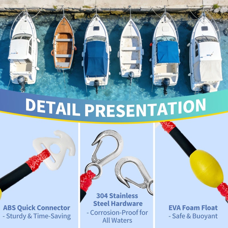 Red 24FT Boat Tow Harness With D Rings And Float Ball For Water Skiing Wakeboarding And Tubing - Image 3
