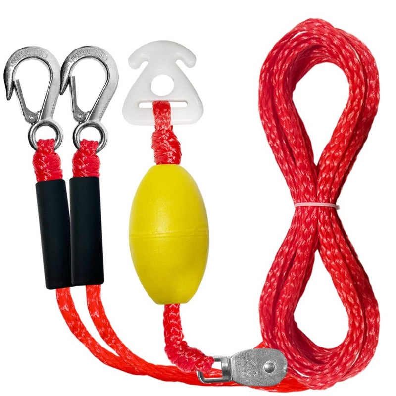 Red 24FT Boat Tow Harness With D Rings And Float Ball For Water Skiing Wakeboarding And Tubing - Image 2