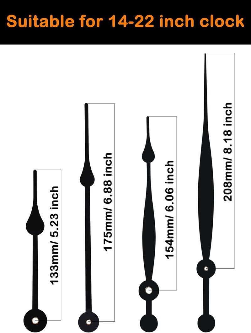 DEEWISH Revolutionizing Long Shaft Clock Mechanism Repair: The DW-1688 Series Quartz Movement, Your Solution to a High-Torque, Battery-Operated, Silent Sweeping Clock(32mm, 4pack Clock Hands) - Image 4