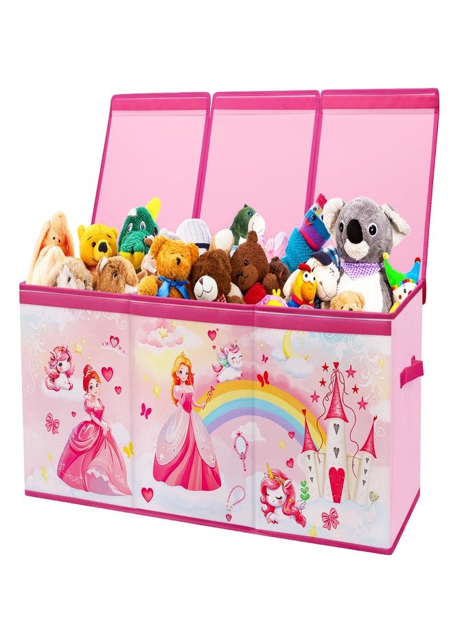 Decalsweet Large Toy Box Chest Organizer with Flip Lid for Kids, Collapsible Oxford Toy Storage Box with Handles for Boys Girls, Sturdy Waterproof Storage Organizer for Bedroom Playroom Nursery, 37.7×12.5×15.7'' - Image 1