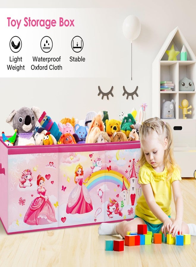 Decalsweet Large Toy Box Chest Organizer with Flip Lid for Kids, Collapsible Oxford Toy Storage Box with Handles for Boys Girls, Sturdy Waterproof Storage Organizer for Bedroom Playroom Nursery, 37.7×12.5×15.7'' - Image 5