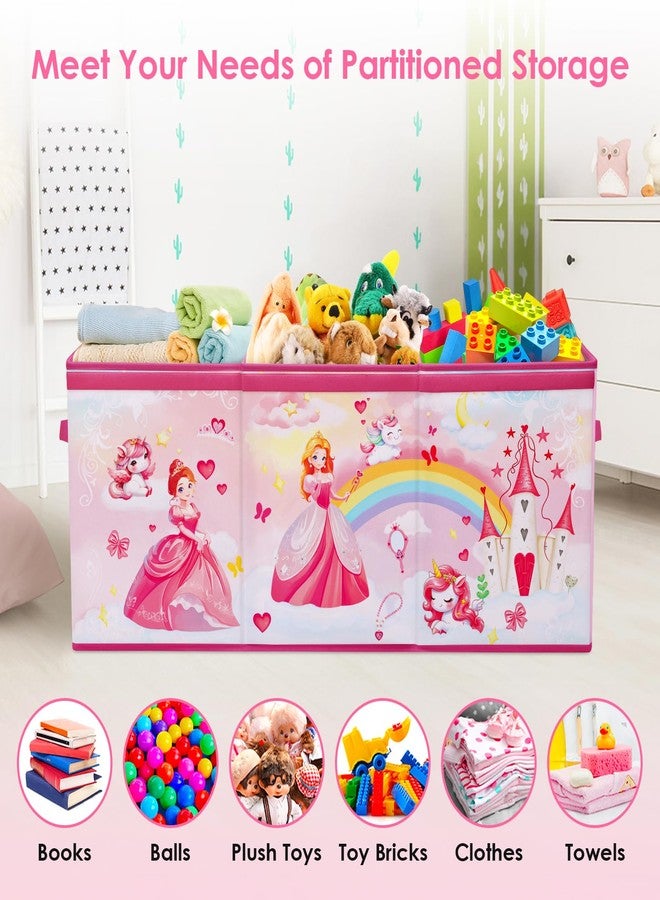 Decalsweet Large Toy Box Chest Organizer with Flip Lid for Kids, Collapsible Oxford Toy Storage Box with Handles for Boys Girls, Sturdy Waterproof Storage Organizer for Bedroom Playroom Nursery, 37.7×12.5×15.7'' - Image 4