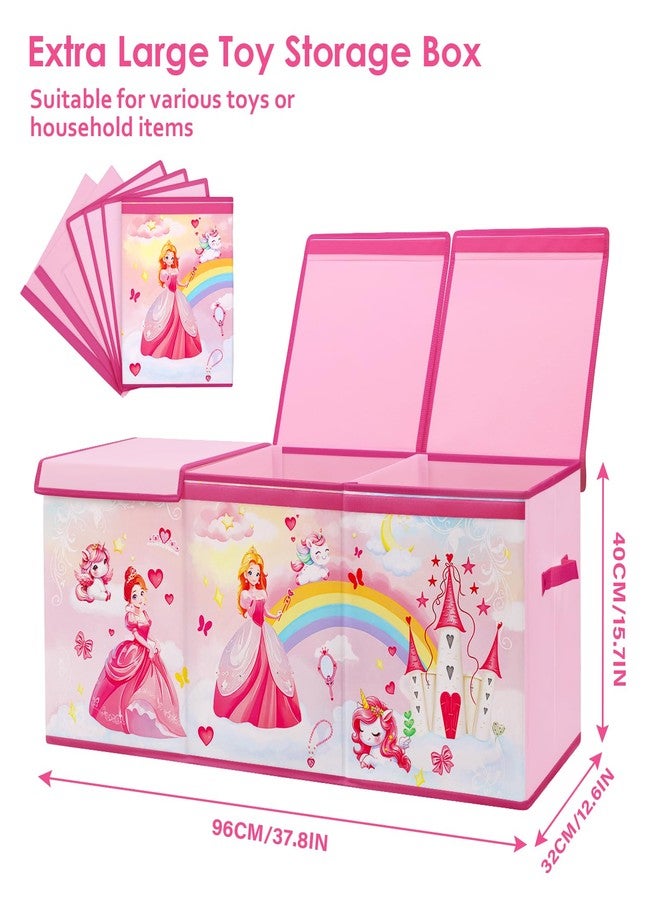 Decalsweet Large Toy Box Chest Organizer with Flip Lid for Kids, Collapsible Oxford Toy Storage Box with Handles for Boys Girls, Sturdy Waterproof Storage Organizer for Bedroom Playroom Nursery, 37.7×12.5×15.7'' - Image 2