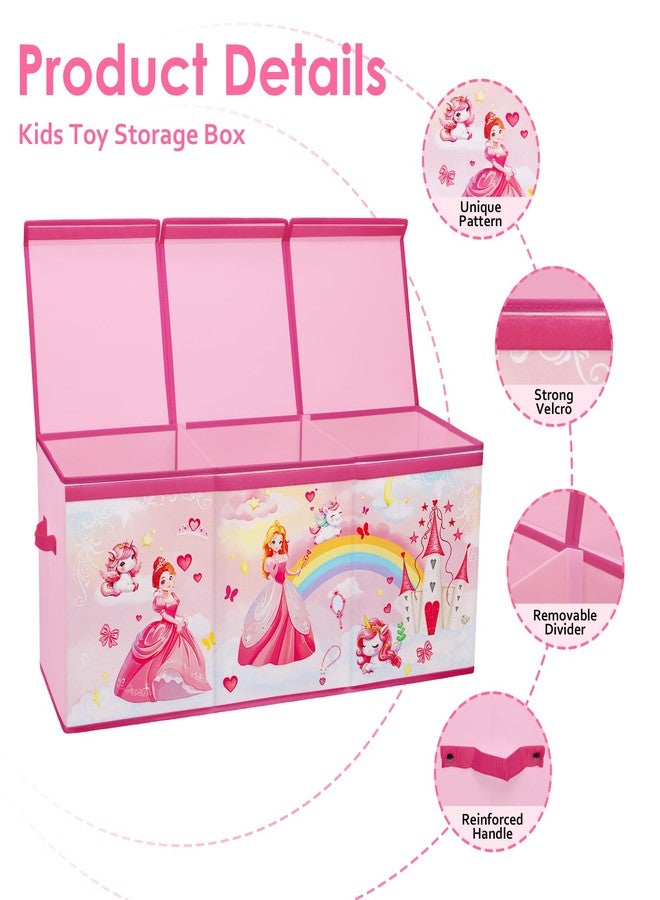 Decalsweet Large Toy Box Chest Organizer with Flip Lid for Kids, Collapsible Oxford Toy Storage Box with Handles for Boys Girls, Sturdy Waterproof Storage Organizer for Bedroom Playroom Nursery, 37.7×12.5×15.7'' - Image 3
