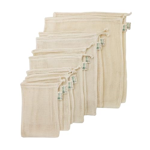 Simple Ecology Reusable Grocery Produce Shopping and Storage Bags Organic Cotton Mesh Set of 10 2 ea XL L M S XS - Image 1