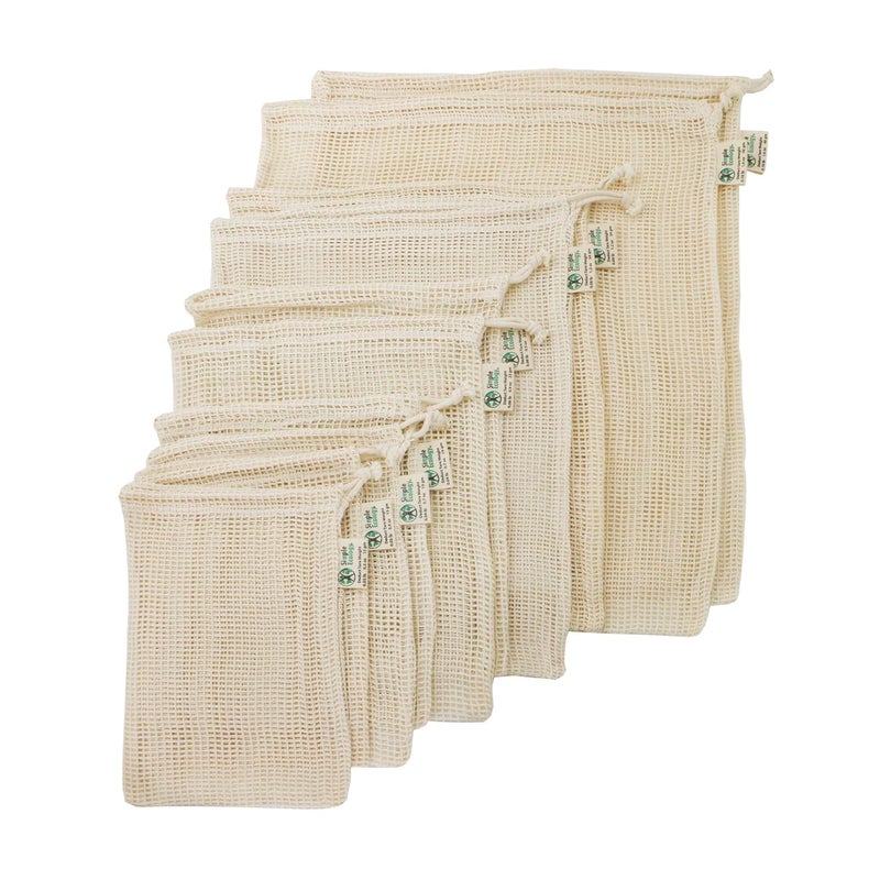 Simple Ecology Reusable Grocery Produce Shopping and Storage Bags Organic Cotton Mesh Set of 10 2 ea XL L M S XS - Image 2