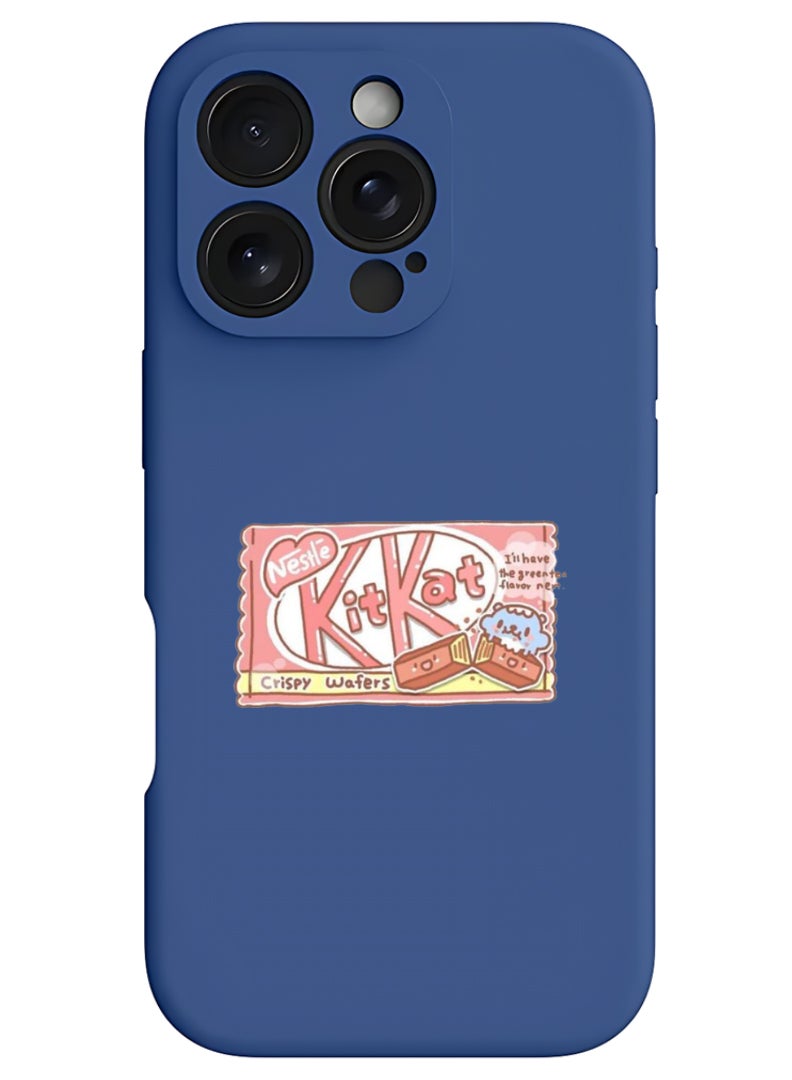 Theodor iPhone 16 Pro Max Blue Protective Slim Fit Case Liquid Silicone Cover with Full Body Protection Anti-Scratch Shockproof Case For iPhone - KitKat - Image 1