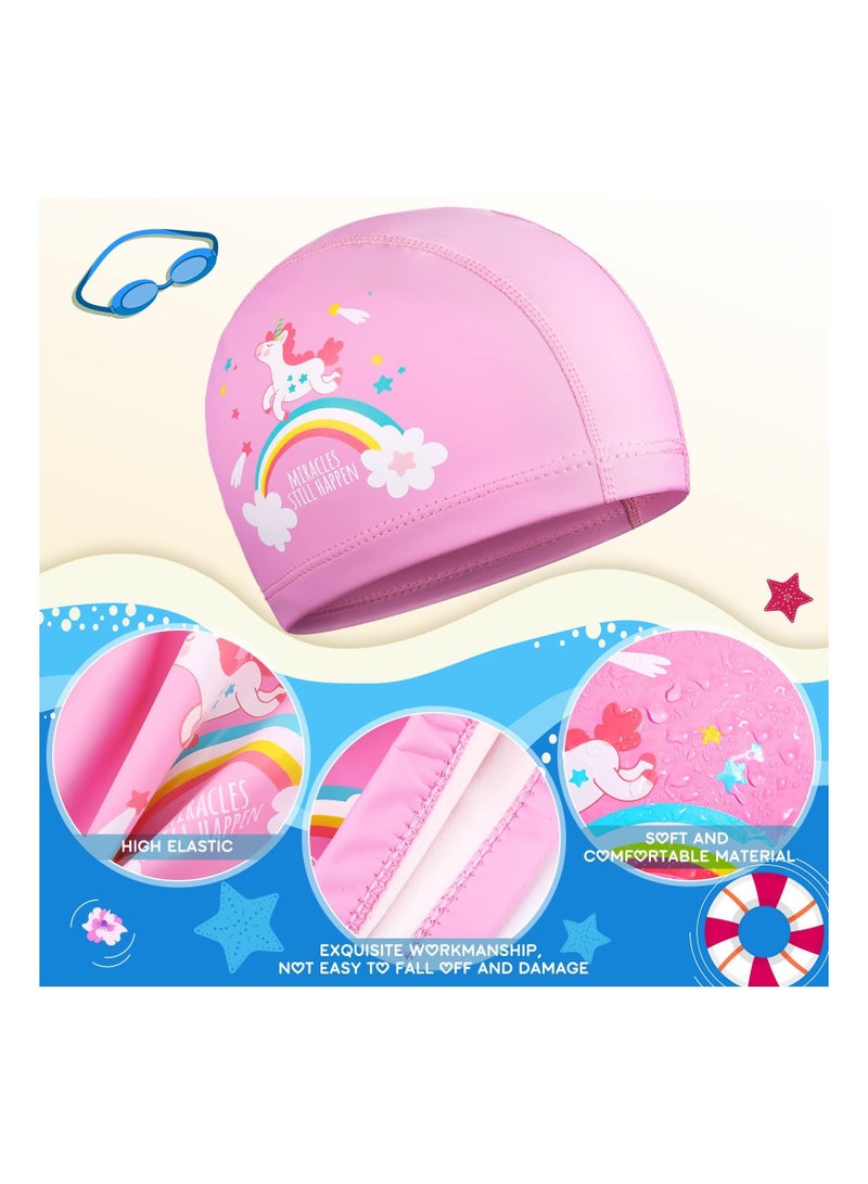 Y&D Kids Swimming Caps, Unicorn Hat for Girls, Waterproof Bathing Swim Cap Long and Short Hair, Kids, Toddlers, Children, Boys - Image 2