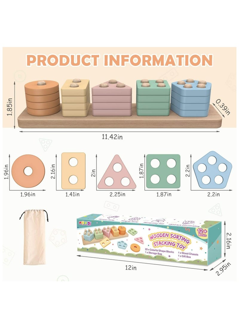 Oasisgalore Learning Toys Puzzles Macaron Colors Educational Toys Stacking Wooden Color Discrimination Montessori Toys Kindergarten pillar  - Image 5