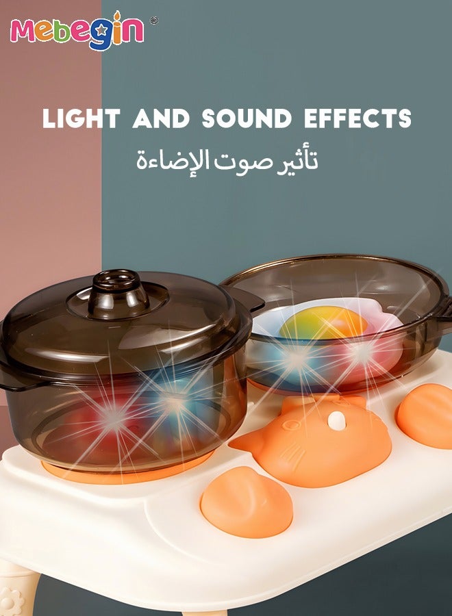 ميبيجين 49 قطعة من الأطفال يلعبون شواية الطعام مع إضاءة صوت ضبابية تخيلية للمطبخ مجموعة ألعاب تخييم للشواء مجموعة ألعاب تخييم ألعاب خارجية لأعياد الميلاد للأطفال الصغار والأولاد والبنات لعبة أطفال - Image 5