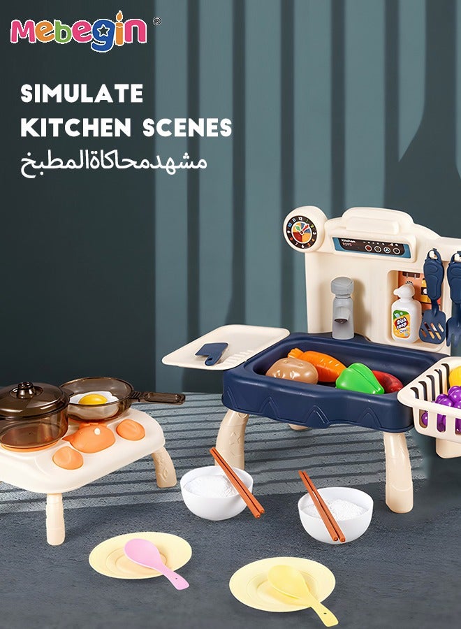 ميبيجين 49 قطعة من الأطفال يلعبون شواية الطعام مع إضاءة صوت ضبابية تخيلية للمطبخ مجموعة ألعاب تخييم للشواء مجموعة ألعاب تخييم ألعاب خارجية لأعياد الميلاد للأطفال الصغار والأولاد والبنات لعبة أطفال - Image 4