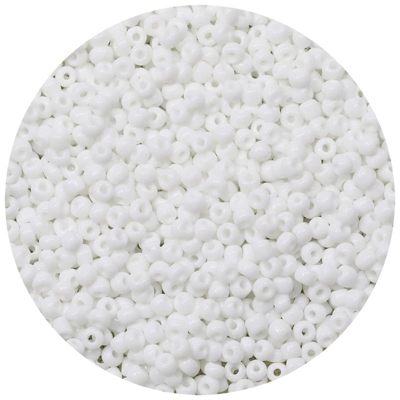 BalaFillic White Color 4mm Seed Beads About 1200pcs100Grams in Bag 60 Glass Craft Beads for Making Bracelet and Necklace White