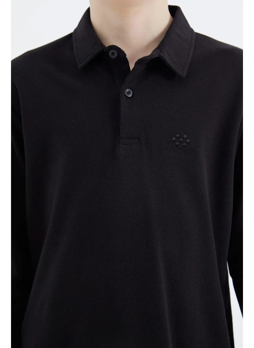 تومي لايف Black Polo Neck Basic Boy T-Shirt - 11171