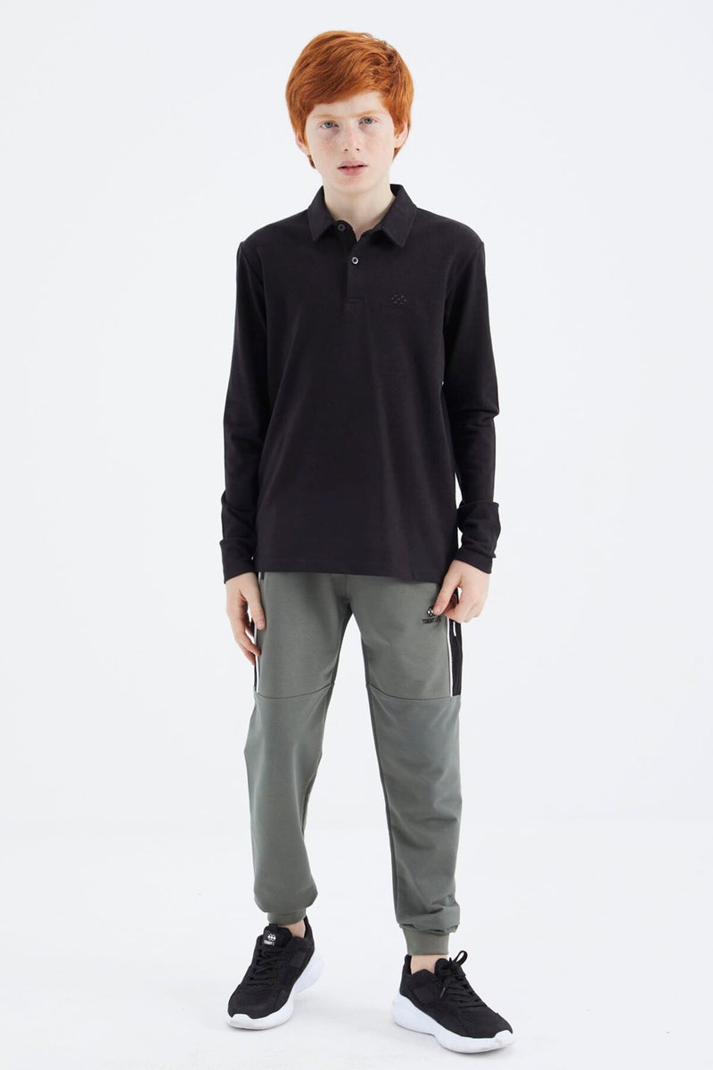 Tommy Life Black Polo Neck Basic Boy T-Shirt - 11171 - Image 5