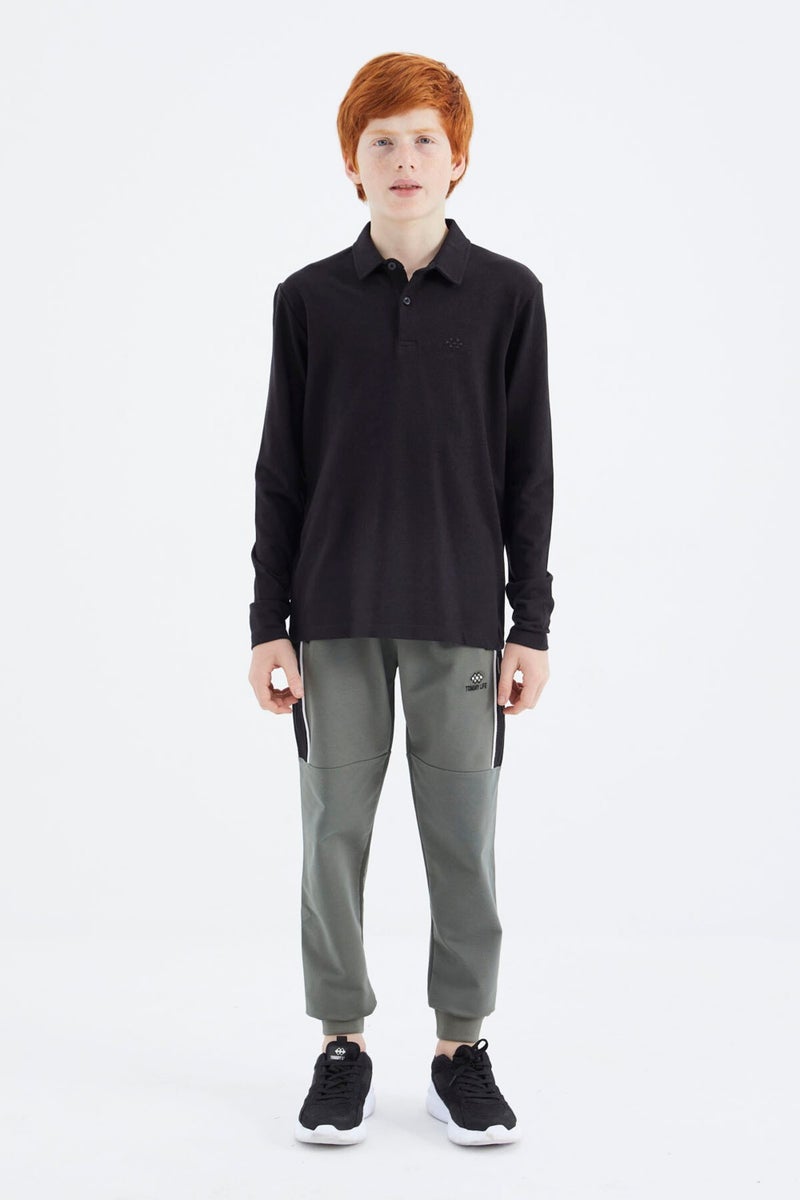 Tommy Life Black Polo Neck Basic Boy T-Shirt - 11171 - Image 3