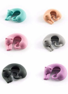 Cup Charms Creative Glass Markers Funny Silicone Cat Labels Reusable Drink Bottle Logo Stickers for Drinking Buddy Identification Identify Identifier 6 Pcs