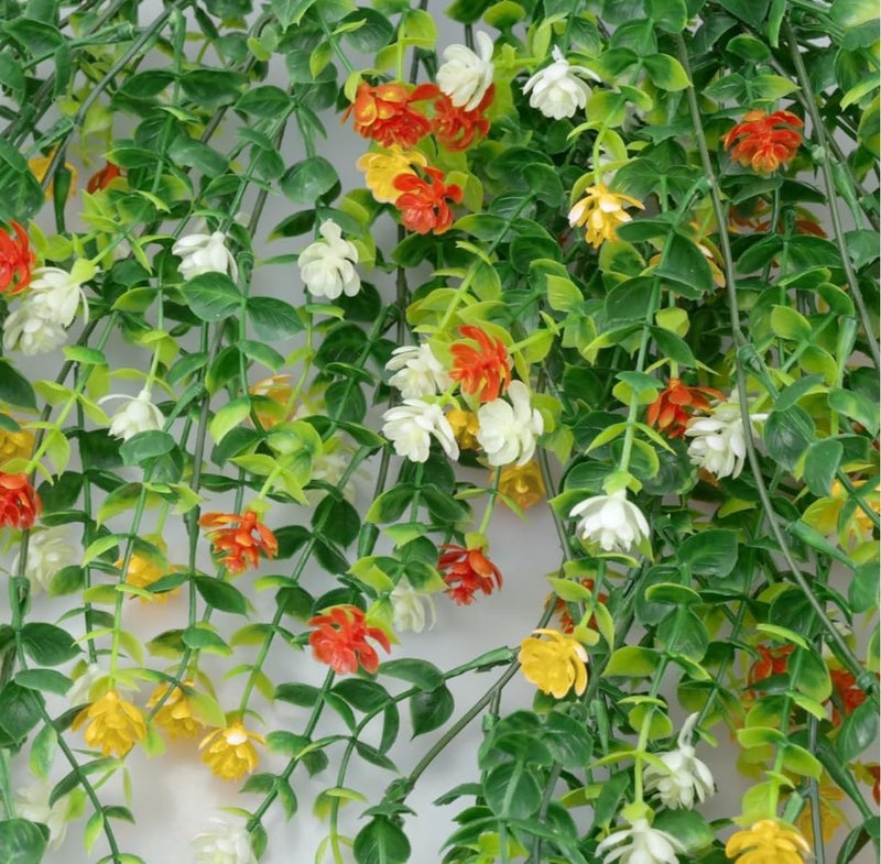 VRB Dec 2 Pcs Artificial Dry Baby's Breath Greenery Hanging Plants Vines Fake Ivy Hanging Flowers Vine Wall Hanging for Home Decor,Wall,Balcony Decoration. (2, Yellow Euclyptus Fern Hanging) - Image 5