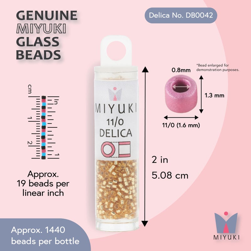 Miyuki Delica Seed Beads â€“ Size 11/0 (1.6 mm), DB0042, Silver-Lined Gold, 7.2 g, Approx. 1440 Beads, Made in Japan - Image 3