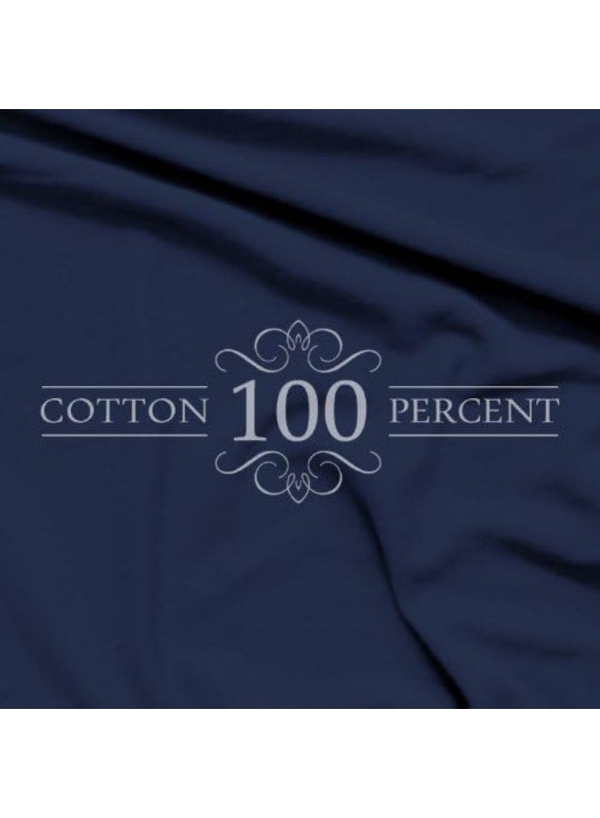 DESTINY CRESCENT BEDDING Twin Extra Long 100% Cotton Jersey Sheet Set - Soft and Comfy - By Navy Twin XL  - Image 2