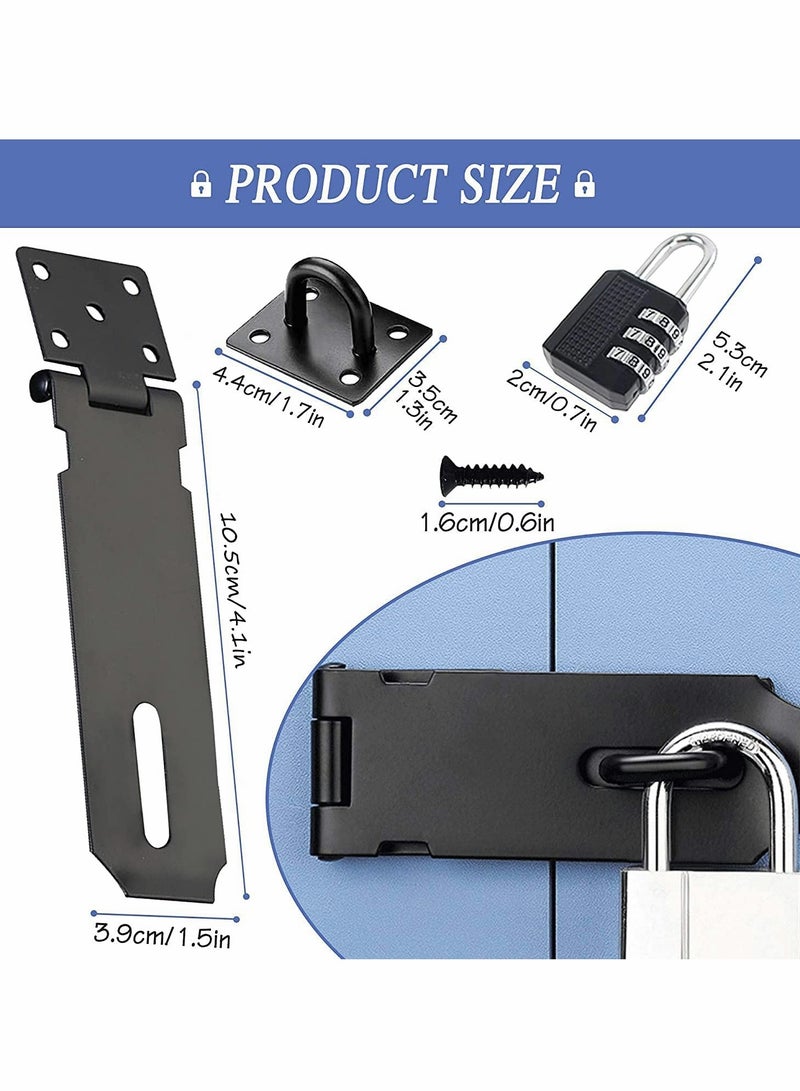 KASTWAVE Door Lock Latch with Password Combination Padlocks 4 Inch Stainless Steel Security Hasp and Zinc Alloy Padlocks, Heavy Duty Hasp and Staple Use for Door Window Locker Drawer Pet Cage Cabinet-2 Pack - Image 3