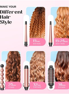wavytalk Wavytalk 5 in 1 Curling Wand Set, Multi Curl, Curling Wand Set with Curling Brush and 4 Interchangeable Ceramic Curling Wand(0.5”-1.25”), Instant Heat Up Wand Curling Iron (Rose Gold)  - Image 2