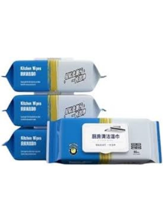 مناديل مبللة لتنظيف الدهون مناديل أمنه على جميع الأسطح, عبوة بغطاء قابل للفتح والإغلاق وتنظيف اليدين بتركيبة لطيفة (80 قطعة) - Image 5