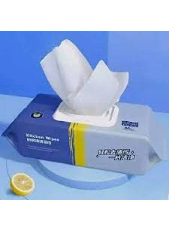 مناديل مبللة لتنظيف الدهون مناديل أمنه على جميع الأسطح, عبوة بغطاء قابل للفتح والإغلاق وتنظيف اليدين بتركيبة لطيفة (80 قطعة) - Image 3