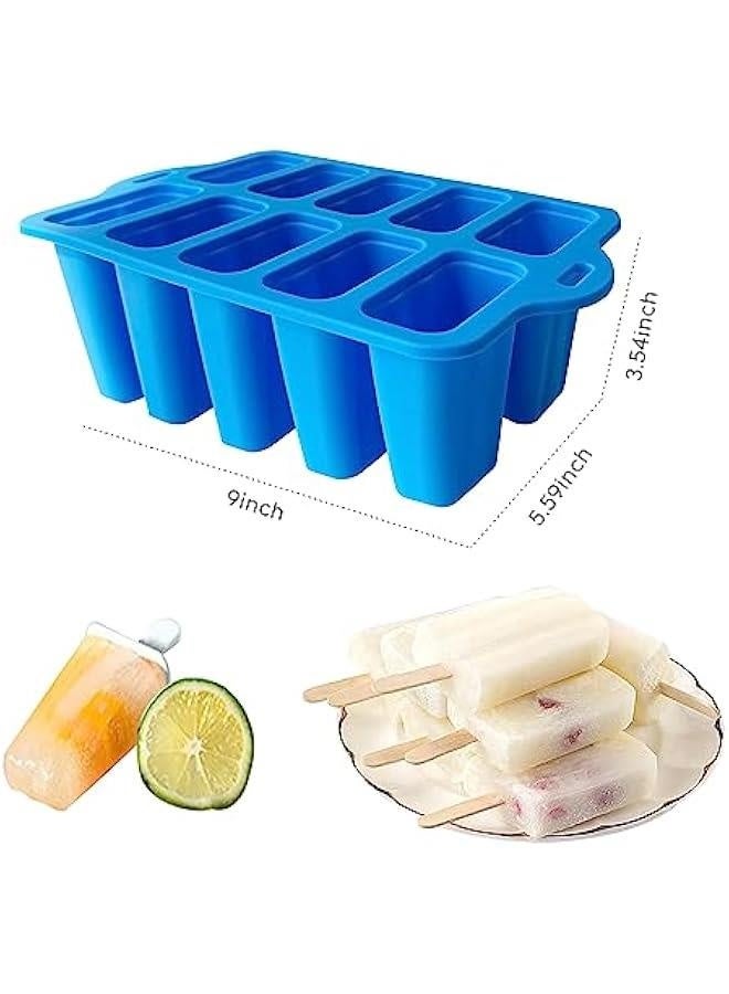 Silicone Popsicle Molds with Sticks, Easy Release Popsicle Maker Mold Set, BPA Free Ice Pop Mold, 10-Cavity Homemade Ice Cream Mold for Kids, Toddlers, Adults  - Image 3