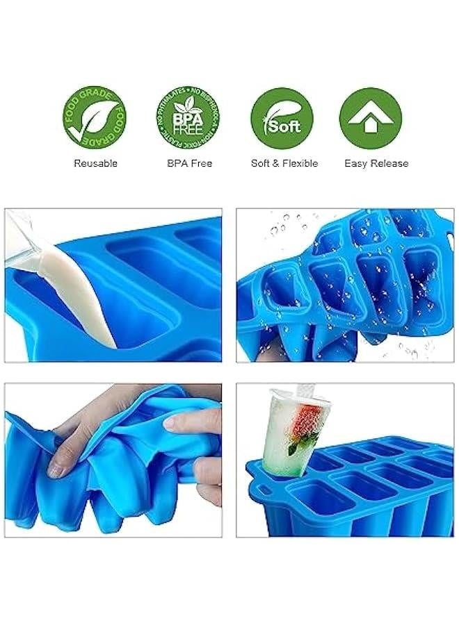 Silicone Popsicle Molds with Sticks, Easy Release Popsicle Maker Mold Set, BPA Free Ice Pop Mold, 10-Cavity Homemade Ice Cream Mold for Kids, Toddlers, Adults  - Image 4