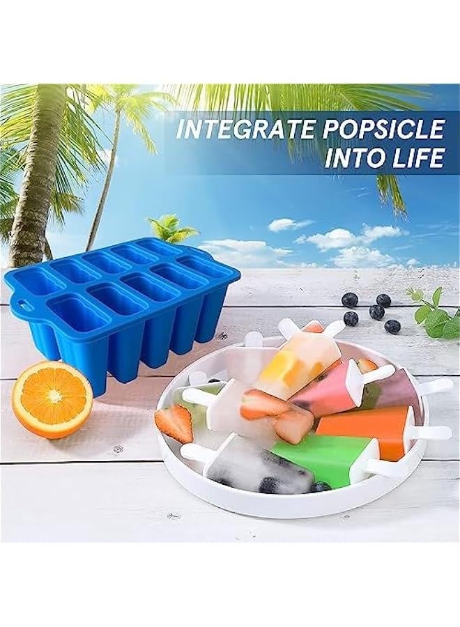 Silicone Popsicle Molds with Sticks, Easy Release Popsicle Maker Mold Set, BPA Free Ice Pop Mold, 10-Cavity Homemade Ice Cream Mold for Kids, Toddlers, Adults  - Image 2