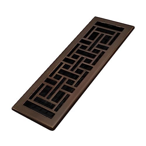 Decor Grates AJH414RB Oriental Floor Register 4x14 Inches Rubbed Bronze Finish
