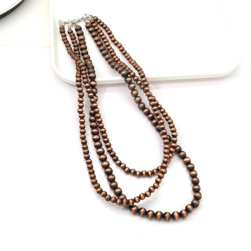 CIOOU Navajo Pearl Necklace for Women Multi Strand Turquoise Choker Western Jewelry Vintage Boho Chic Beaded Statement Necklaces (retro brown) - Image 5
