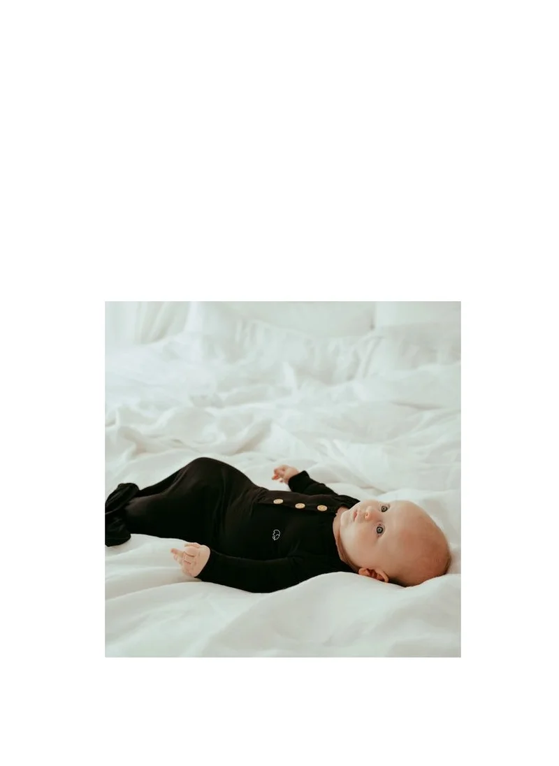 Anvi Baby Organic Bamboo Knotted Gown and Beanie Set Charcoal  0-3 months