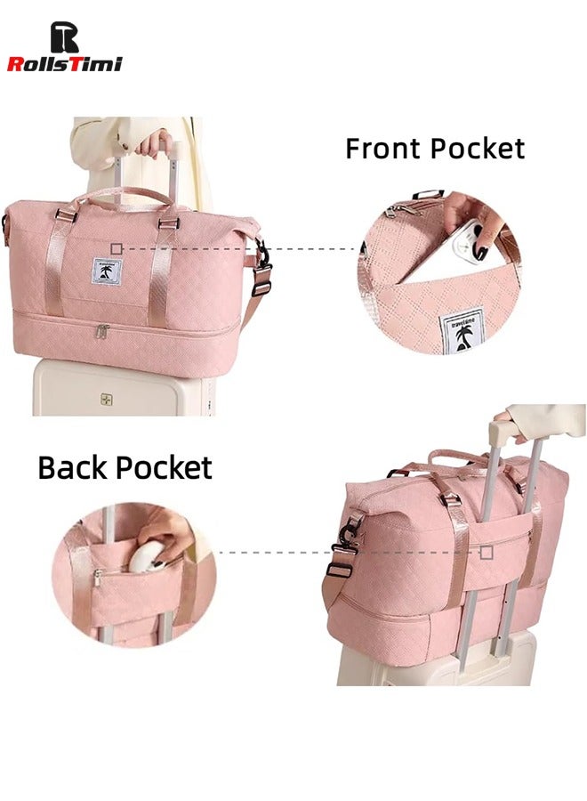 RollsTimi  Travel Duffle Bag With Shoe Compartment, Large Weekender Tote For Women,Carry On Overnight Bag,Gym Duffel Bag With Wet Pocket, Hospital Bags For Labor And Delivery,Grey - Image 4