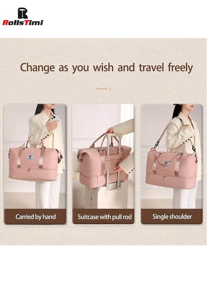 RollsTimi  Travel Duffle Bag With Shoe Compartment, Large Weekender Tote For Women,Carry On Overnight Bag,Gym Duffel Bag With Wet Pocket, Hospital Bags For Labor And Delivery,Grey - Image 5