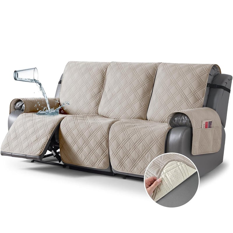 TAOCOCO 100 Waterproof Recliner Sofa Covers 3 Seater Split Couch Covers for Reclining Couches for Kids Pets 3 Seater Cream