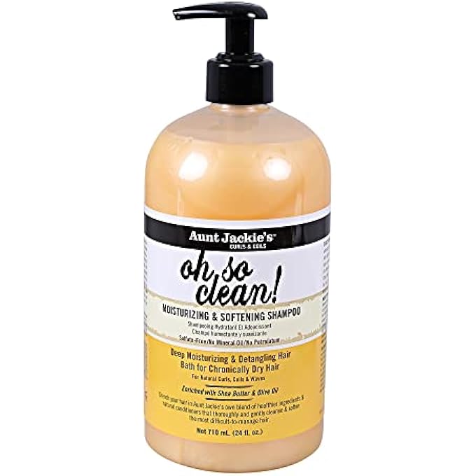 Aunt Jackie's CURLS AND COILS OH SO CLEAN, LARGE 24OZ FAMILY SIZED PUMP, DEEP MOISTURIZING AND SOFTENING HAIR SHAMPOO FOR NATURAL CURLS, COILS AND WAVES, ENRICHED SHEA BUTTER