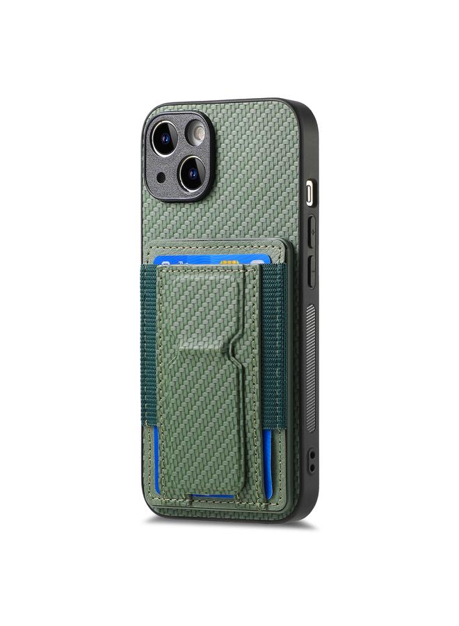 اس-توب جراب هاتف iPhone 13 Pro مصنوع من ألياف الكربون مع حامل قابل للطي وحقيبة بطاقات مرنة - Image 2