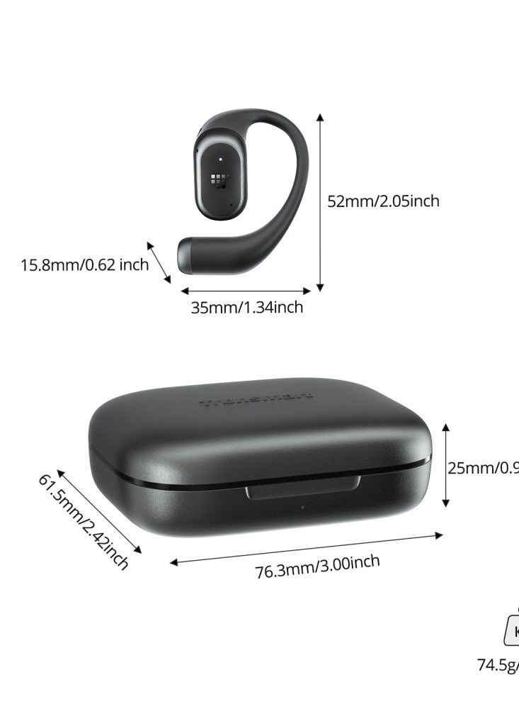 Tronsmart Tronsmart OpenFly 2 Pro, Earphones Open-Ear Bluetooth Earbuds, with 40H Playtime, SoundPulse & Sound Balance Tech, for Sport - Black  - Image 5