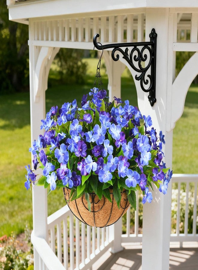 ZFProcess Artificial Impatiens Flowers for Outdoors, 6 Bundles Silk Fake Flowers for Spring Summer Decoration, UV Resistant Faux Plants Plastic Bouquet for Home Planter Porch Patio Yard Decor(Double Blue) - Image 5