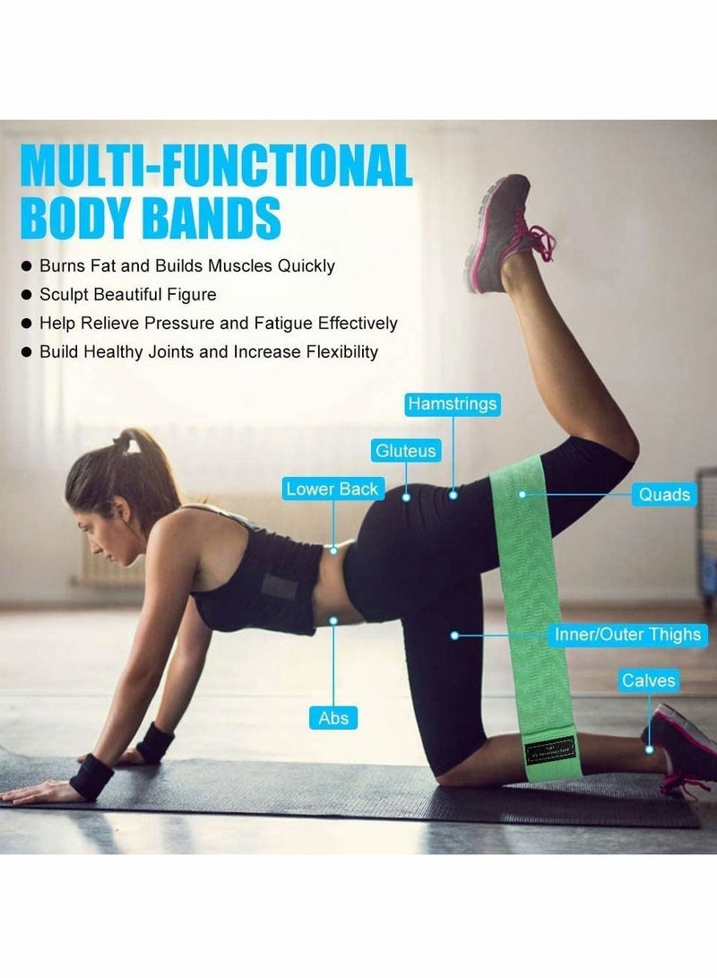 KASTWAVE أشرطة المقاومة، شريط مقاومة للسيقان، المؤخرة، الفخذ، أشرطة تمرين قماشية قوية، أشرطة لياقة بدنية عريضة غير قابلة للانزلاق لليوغا، البيلاتس، القرفصاء، المنزل، الصالة الرياضية (مجموعة 3، حقيبة حمل) - Image 2