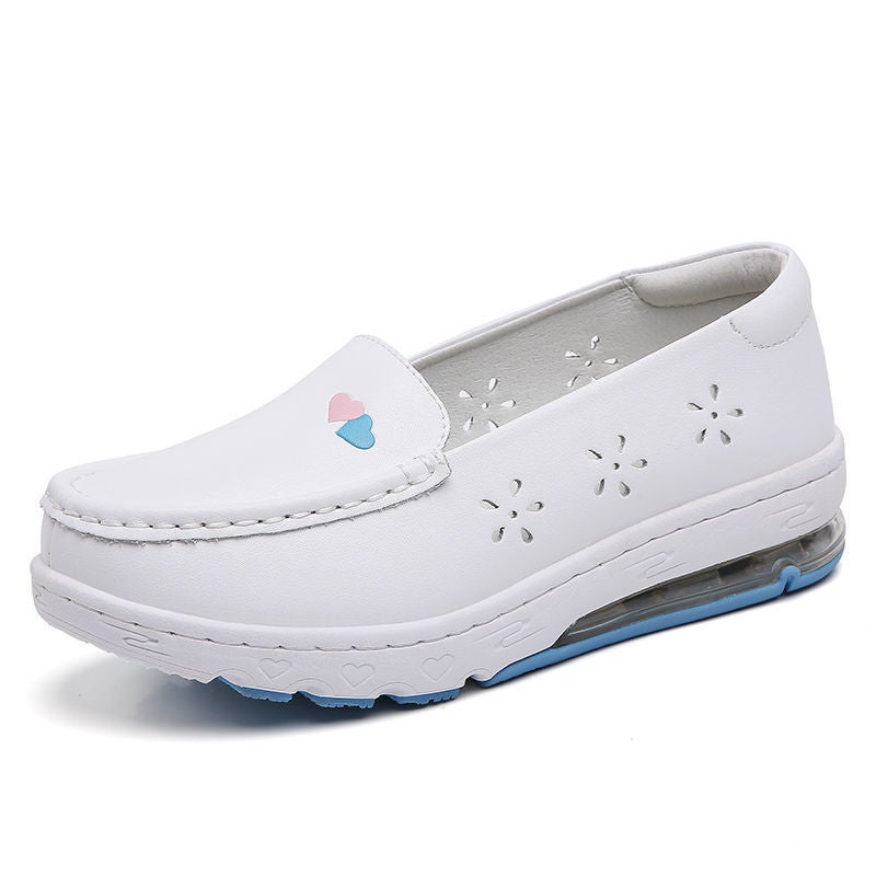 Love Small White Nurse Shoes Women'S Cotton Shoes Soft Bottom Elastic Air Cushion Flat All-Match Not Tired Feet Non-Slip Height-Increasing Women'S Single-Layer Shoes - Image 1