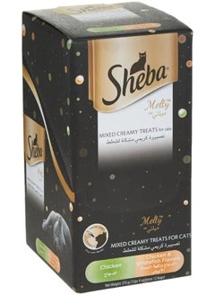 Sheba Sheba Melty Mixed Creamy Treats Chicken & White Fish Flavors Cat Food, Pack of 4 Sachets x 12 Bags x 12g, 576g  - Image 1