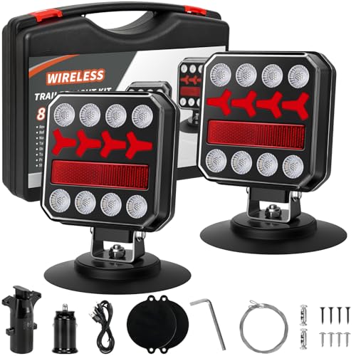 ZUNAICE Wireless Trailer Lights, Rechargeable Magnetic LED Trailer Lights with Reverse Light, Portable Wireless Tow Tail Light Kit for Trucks, Boats, RVs, Campers - Image 1