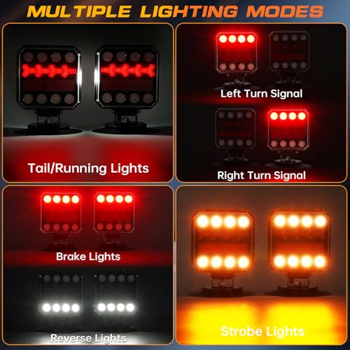ZUNAICE Wireless Trailer Lights, Rechargeable Magnetic LED Trailer Lights with Reverse Light, Portable Wireless Tow Tail Light Kit for Trucks, Boats, RVs, Campers - Image 5