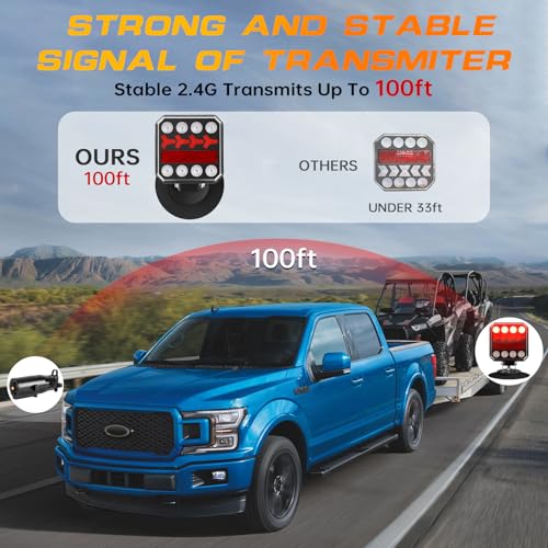 ZUNAICE Wireless Trailer Lights, Rechargeable Magnetic LED Trailer Lights with Reverse Light, Portable Wireless Tow Tail Light Kit for Trucks, Boats, RVs, Campers - Image 2