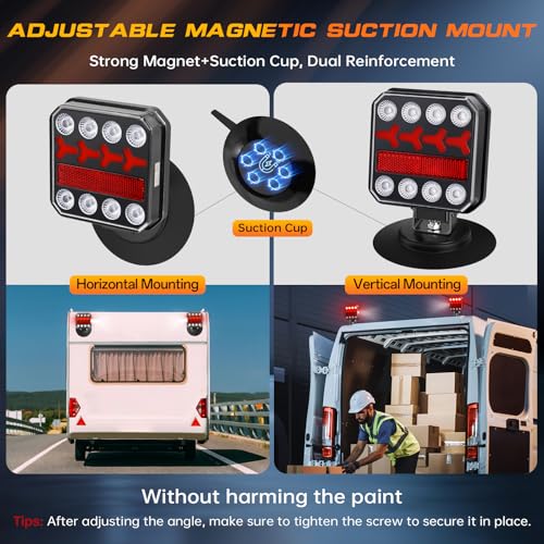 ZUNAICE Wireless Trailer Lights, Rechargeable Magnetic LED Trailer Lights with Reverse Light, Portable Wireless Tow Tail Light Kit for Trucks, Boats, RVs, Campers - Image 4