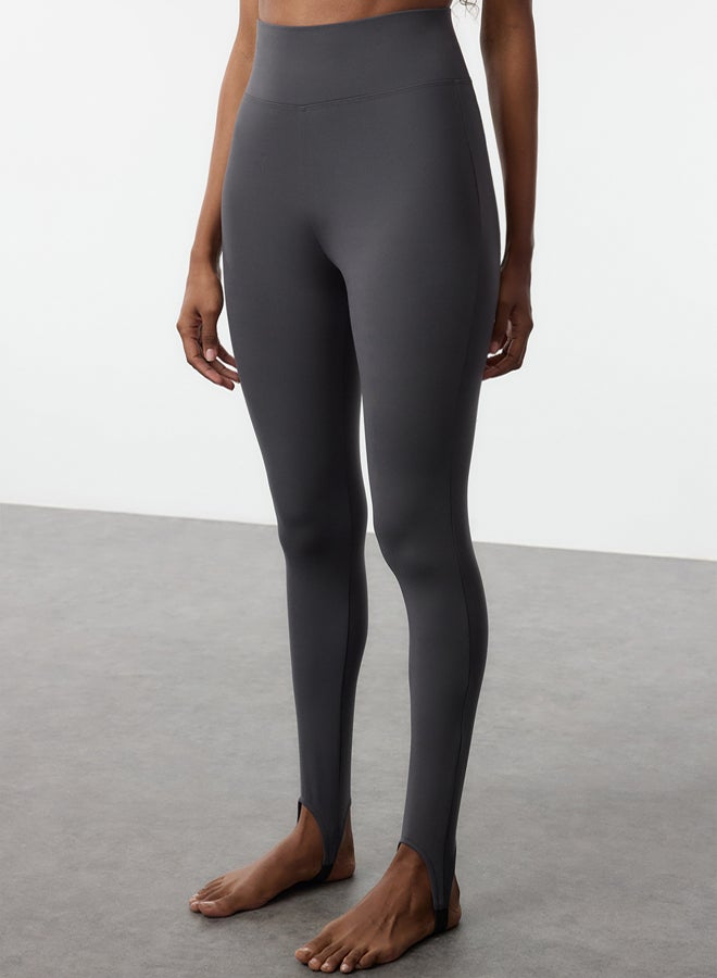 trendyol Dark Anthracite Brushed Soft Fabric Füzo Full Length Yoga Knitted Sports Leggings - Image 1