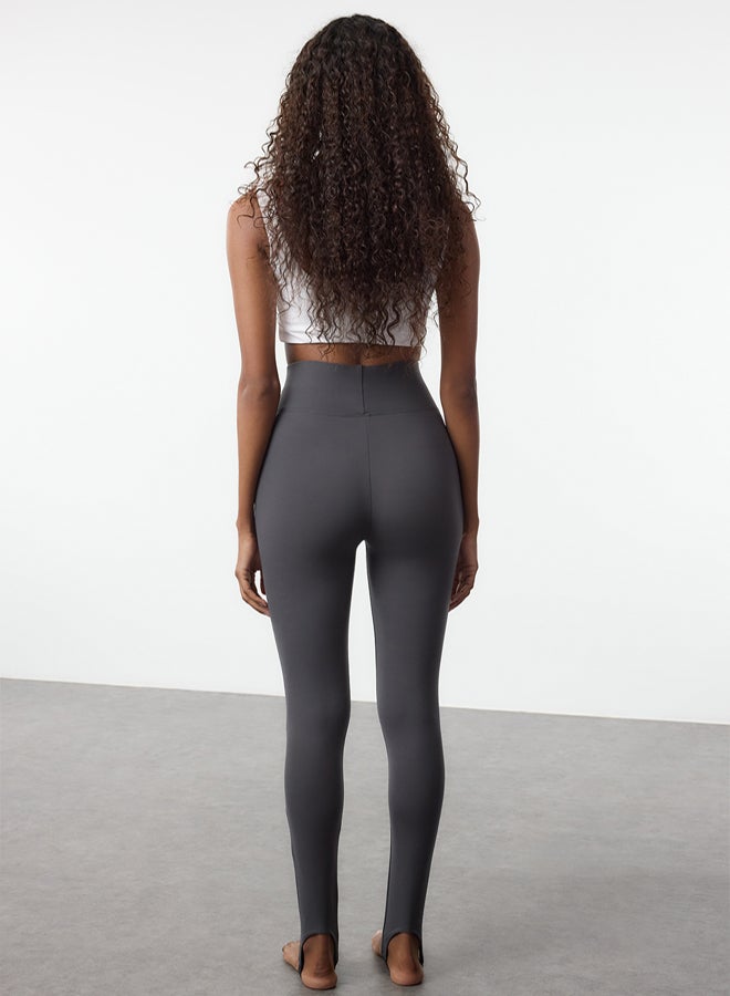 trendyol Dark Anthracite Brushed Soft Fabric Füzo Full Length Yoga Knitted Sports Leggings - Image 4